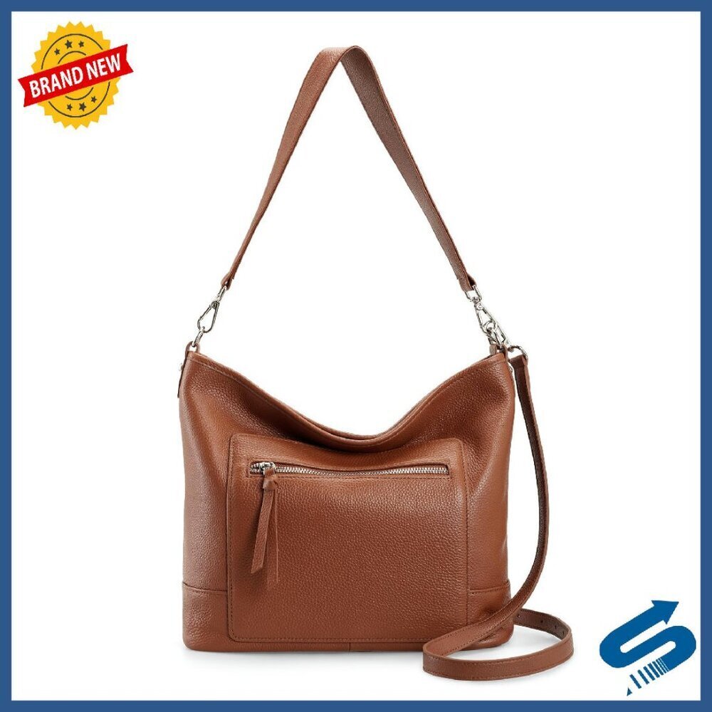Large Genuine Leather Hobo Bag with Multiple Pockets, Crossbody Shoulder Handbag